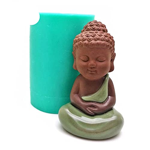 Mini molde de silicona para velas de estatua de Buda 3D, molde de vela perfumada simple hecho a mano para decoración creativa de la casa