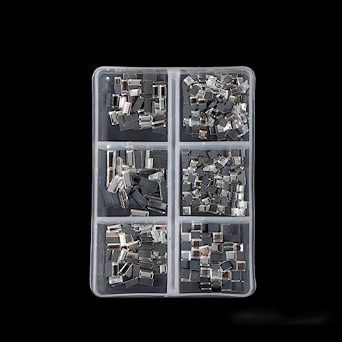 1 caja de tamaños mixtos de ss6-ss20 de cristal sin fijación en caliente, piedra de cristal con parte posterior plana, diamantes de imitación brillantes para uñas para ropa DIY-568-2